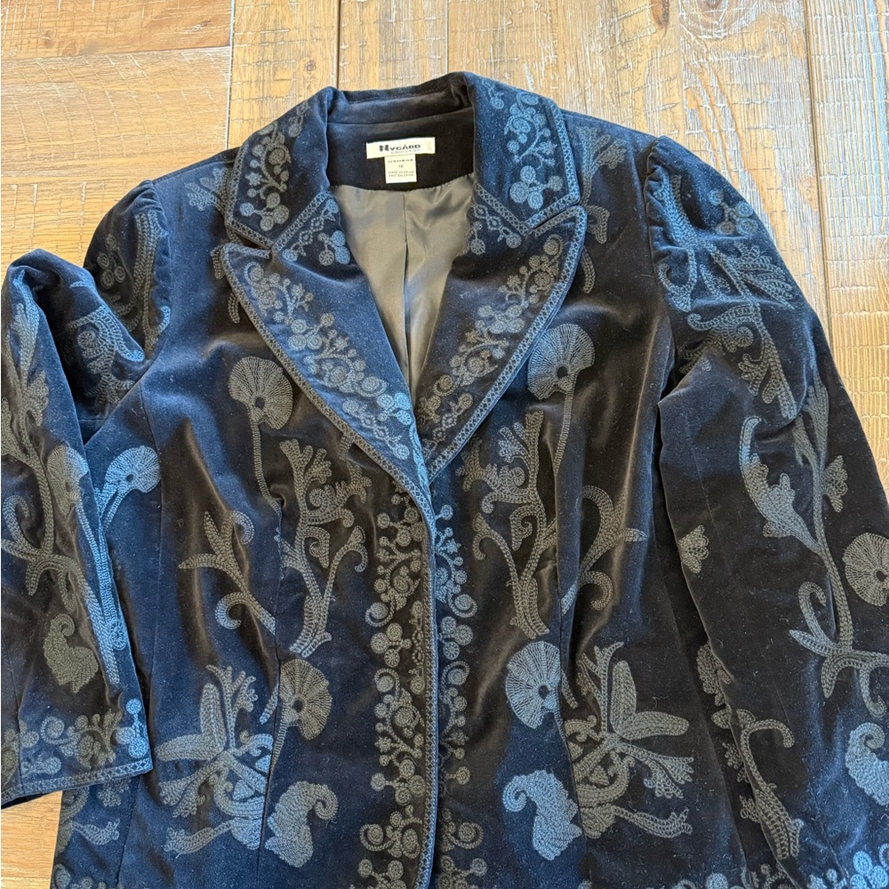 Stunning Black on black Blazer with Baroque-Inspired embroidery design